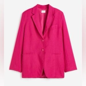 H&M Pink Blazer with Classic Design and Textured Fabric